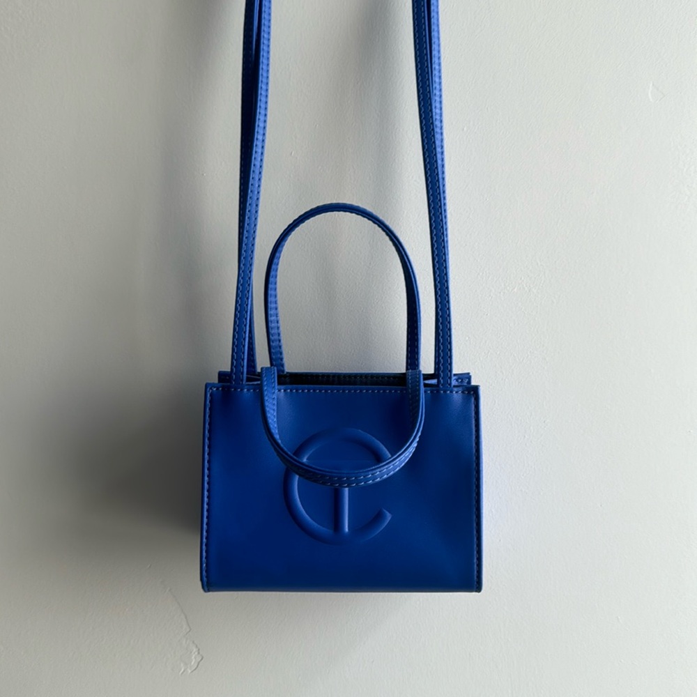 Blue mini Telfar bag (vegan leather)